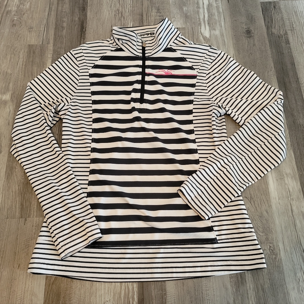 Spyder Striped Long Sleeve Quarter Zip Pullover, Size 8